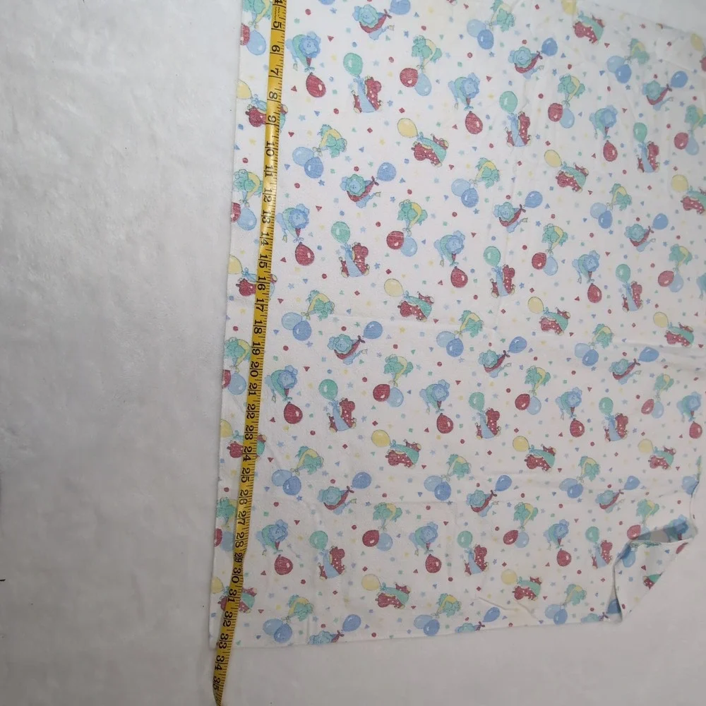 Vintage Circus Receiving Blanket White Balloon Animals Lion Elephant‎ Cotton USA